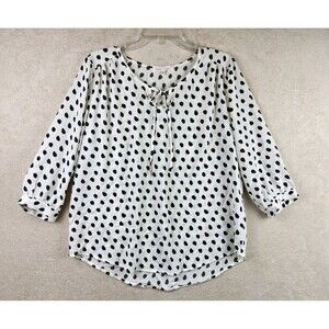 Your Story Women's Polka Dot Tie Neck Blouse Top Size M